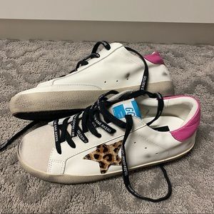 Superstar star sneakers leopard hot pink size 40 (8.5/9).